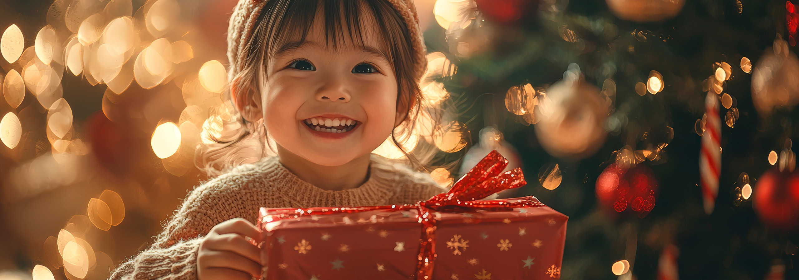 happy girl with christmas gift